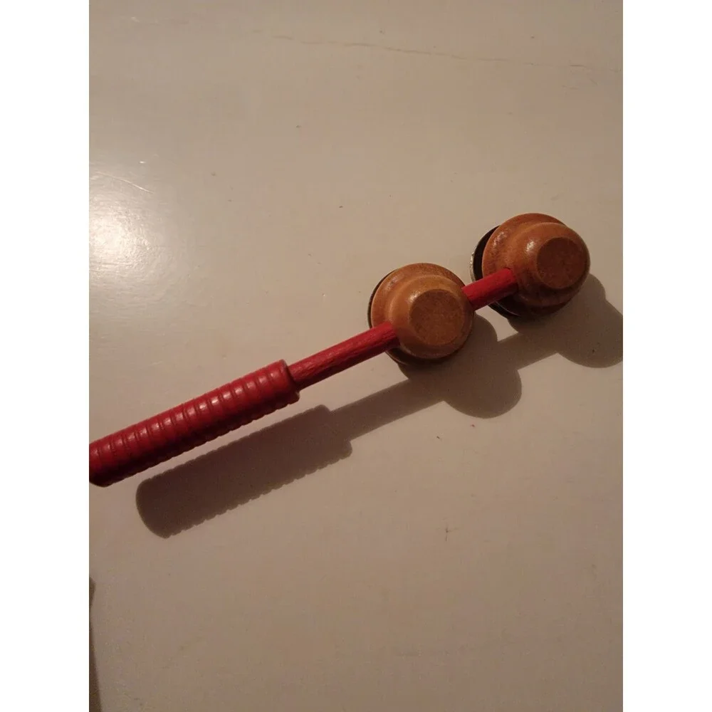 VINTAGE CHILDS TOY WOOD FUN HAND HELD CYMBALS INSTRUMENT FOR EDUCATION PLAY